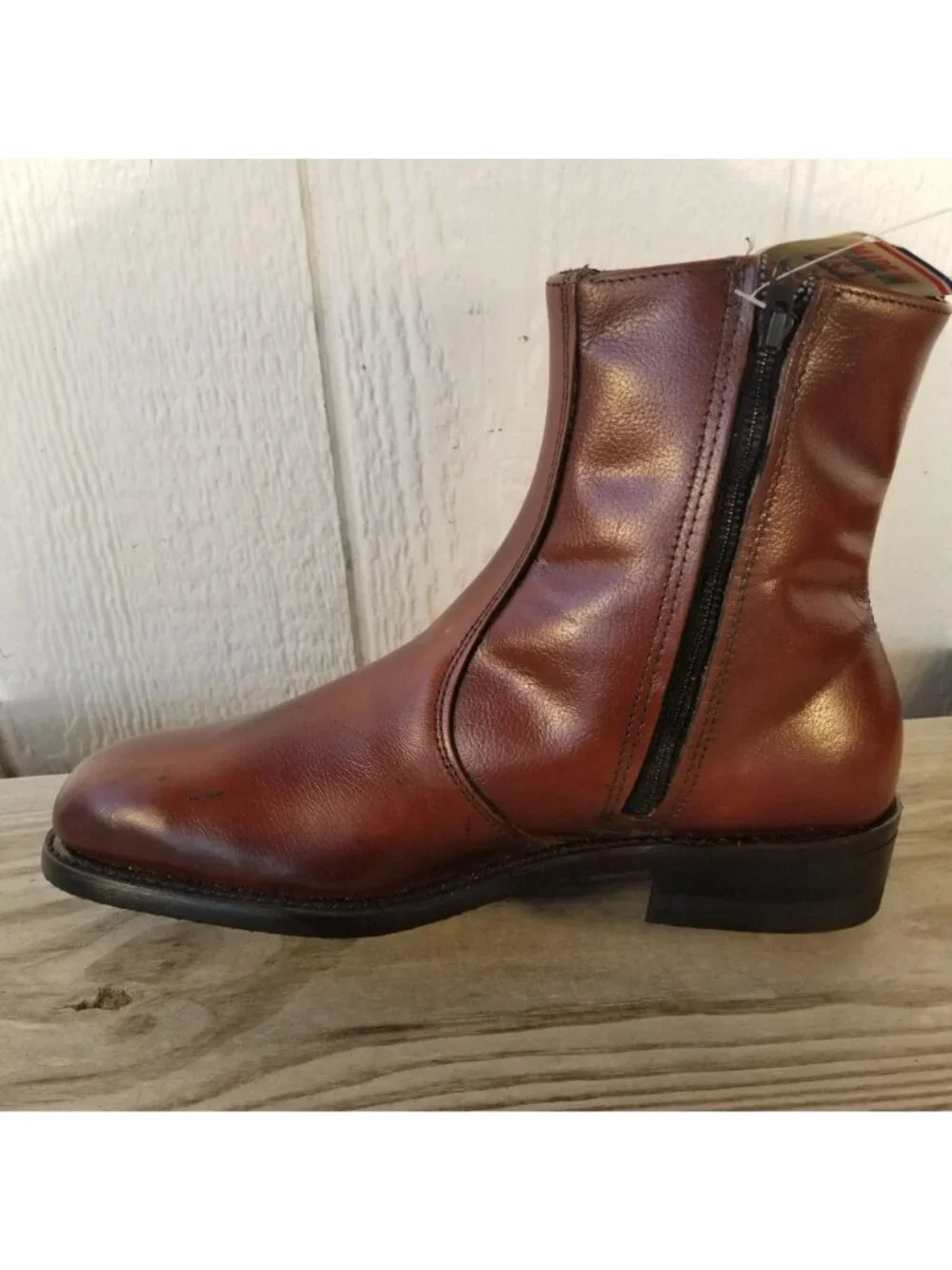 Lehigh Classic Mens Brown Leather Ankle Side Zip Boots Steel Toe 9 E 1785 USA